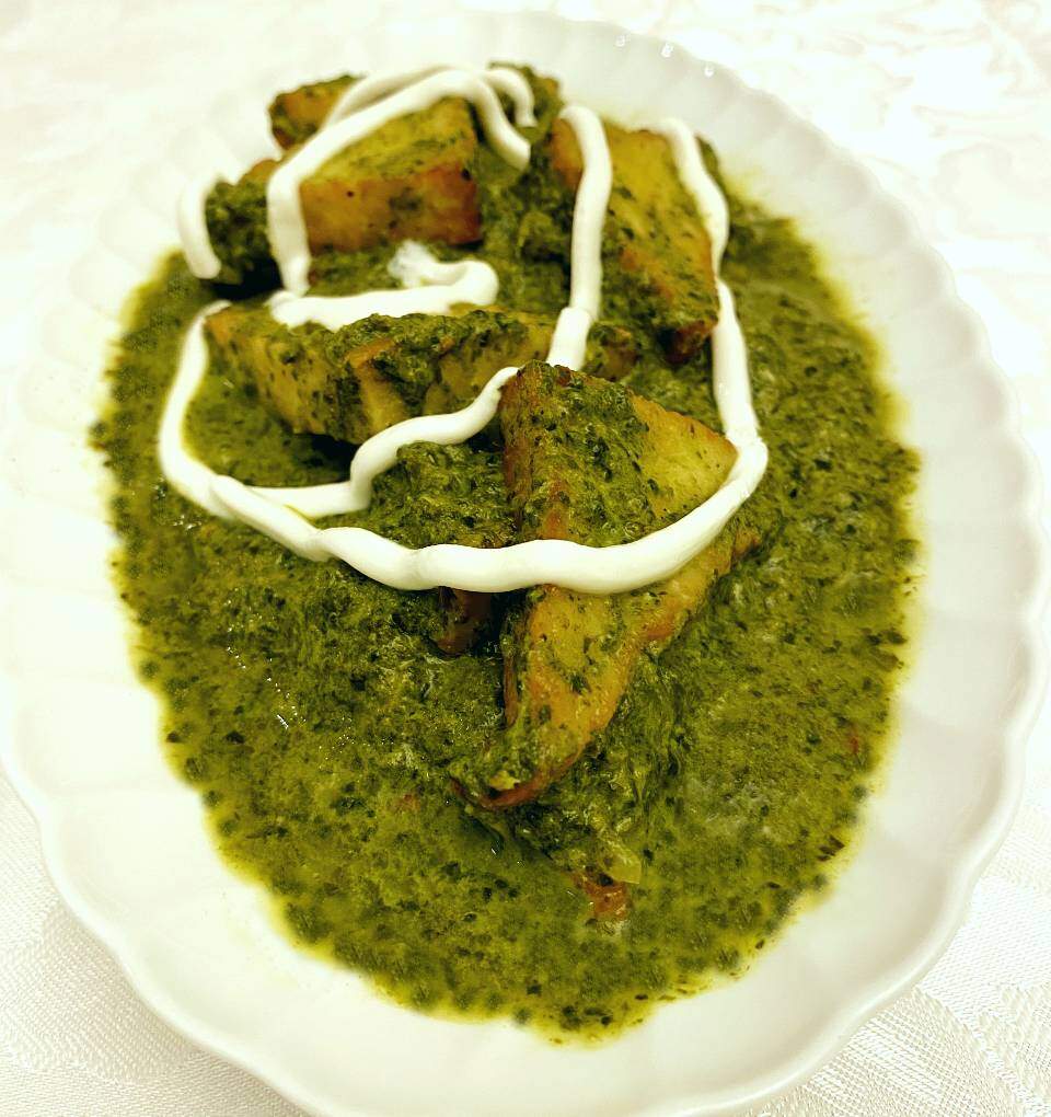 palak paneer creamed spinach curry with cheese