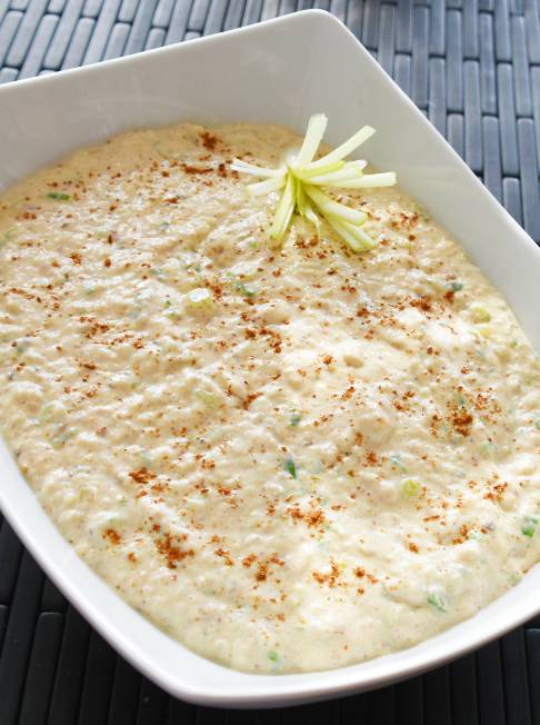 Baingan Bharta - eggplant yogurt raita, salad, dip